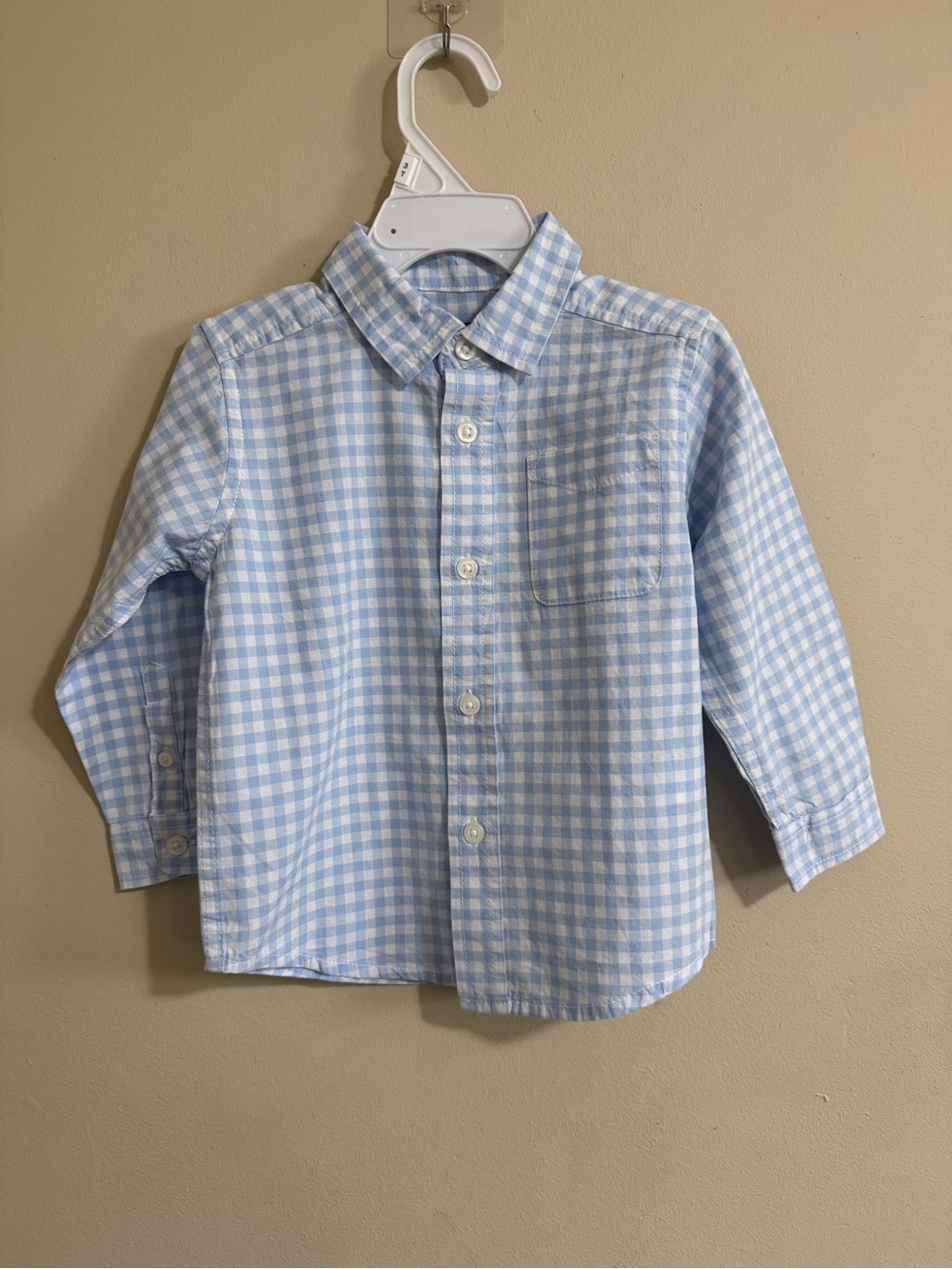 The Children's Place Light Blue and White Gingham Button-Down Shirt